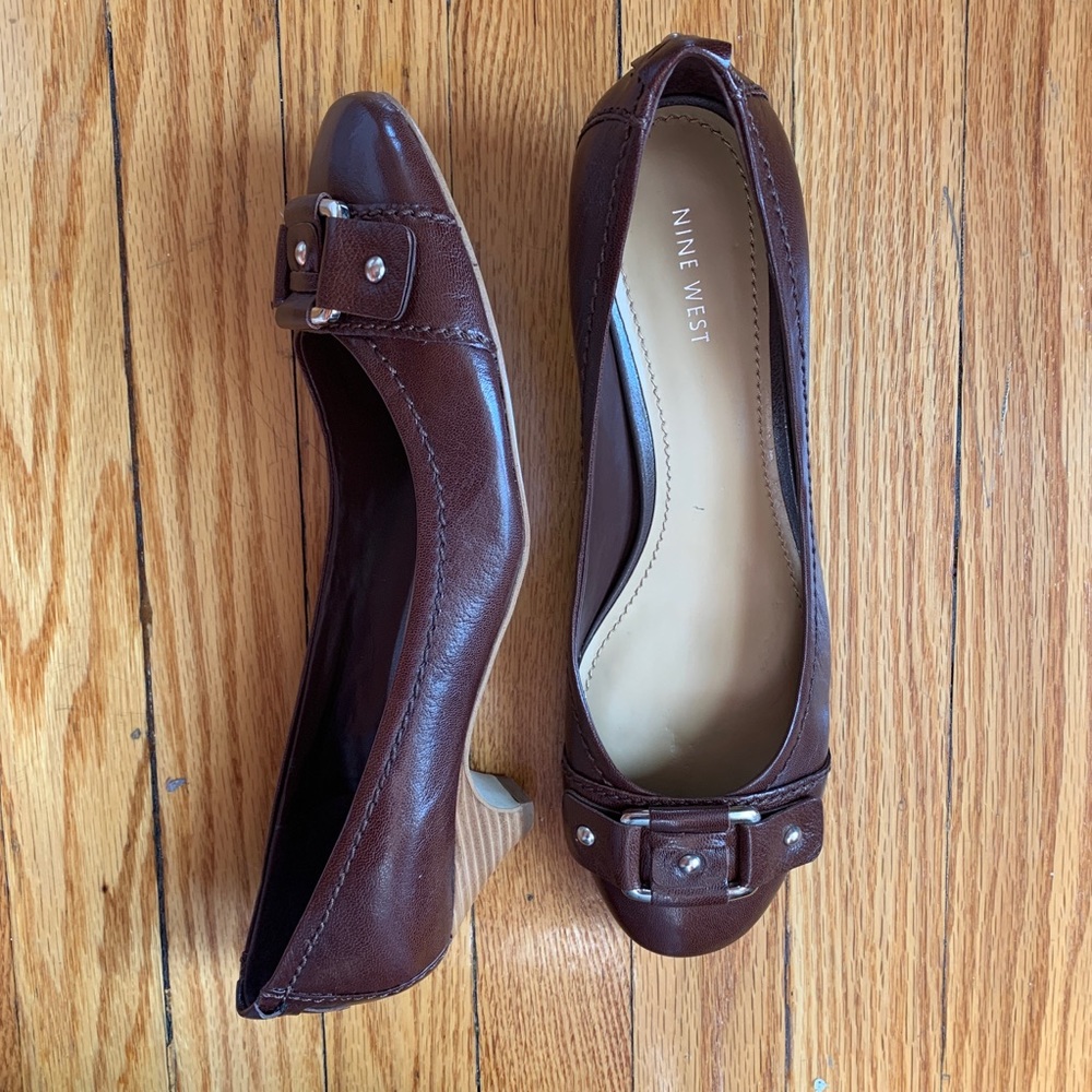 Nine West Eloquant Brown Leather Flats